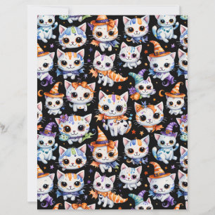 Süße Halloween-Hexen-Kätzchen-SchabLon-Papier