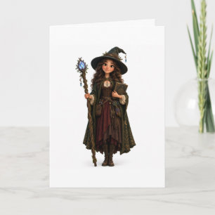 Süße Halloween-Hexen-Zauber-Grußkarte Karte