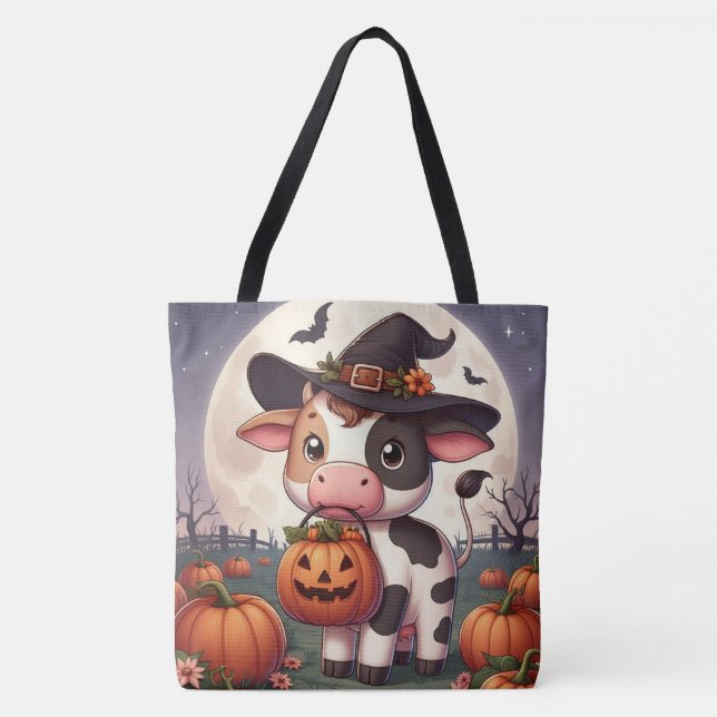 Süße Halloween-Hexenkuh (Vorderseite)