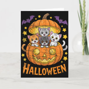 Süße Halloween-Kätzchen in Kürbis lustig Karte