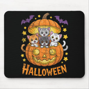 Süße Halloween-Kätzchen in Kürbis lustig Mousepad