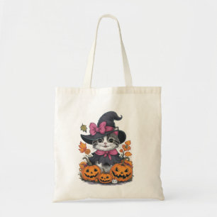 Süße Halloween-Katze Hexe Tragetasche