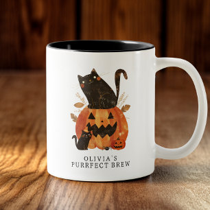Süße Halloween-Katze individuell Zweifarbige Tasse