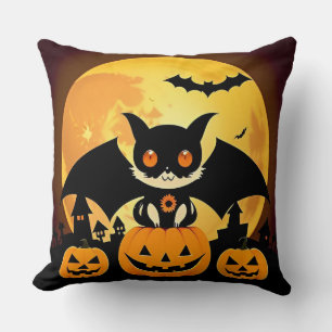 🐱🎃 Süße Halloween-Katze Kürbis Cozy Gruselig ✨🧡 Kissen