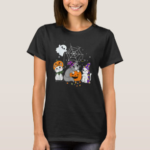 Süße Halloween-Katzen Hexe Jackolantern Kürbis Kin T-Shirt