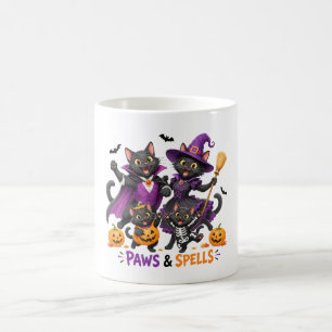 Süße Halloween-Katzen Pfoten und Zauber Kaffeetasse