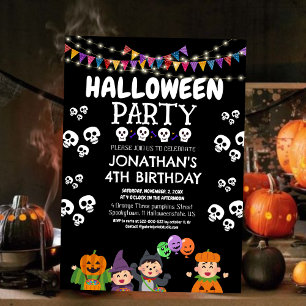 Süße Halloween-Kinderkostüme zum Geburtstag Einladung