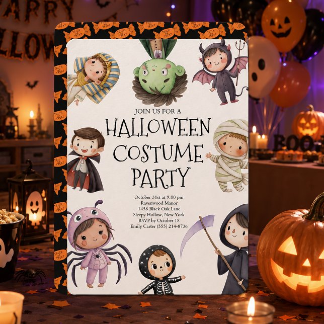Süße Halloween-Kostenüm-Party für Kinder Einladung (Von Creator hochgeladen)