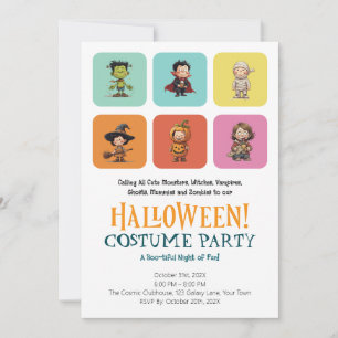 Süße Halloween-Kostenüm-Party für Kinder Modern Einladung