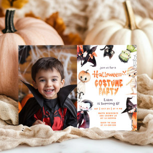 Süße Halloween-Kostenümparty-Foto-Geburtstag Einladung