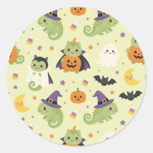 Süße Halloween-Kostüm-Chamäleons-Rundsticker Runder Aufkleber
