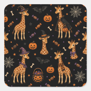 Süße Halloween-Kostüm-Giraffen-Quadrat-Aufkleber Quadratischer Aufkleber