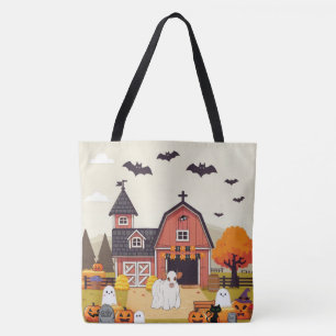 Süße Halloween-Kuh und Bauernhof