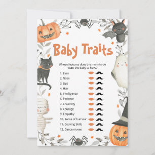 Süße Halloween-Kürbis-Baby-Merkmale-Duschspiel Einladung
