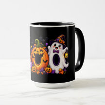 Süße Halloween-Kürbis-Geist-Katze-Fledermaus-Text-