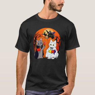 Süße Halloween-Kürbis-Katzen trinken Wein  Kostüm  T-Shirt