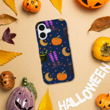 Süße Halloween-Kürbisse, Katzen und Monde
