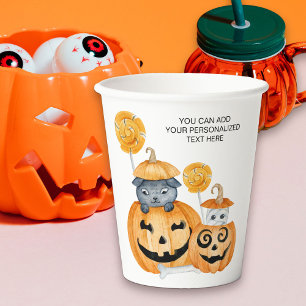 Süße Halloween-Kürbisse und Süßigkeiten Pappbecher