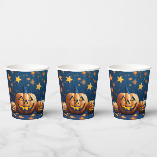 Süße Halloween lächelnde Kürbisse Pappbecher
