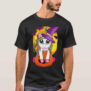 Süße Halloween-Mädchen Hexen-Einhorn Halloween T-Shirt