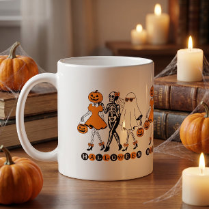 Süße Halloween-Mädchen Skelett-Geist-Kürbis Kaffeetasse