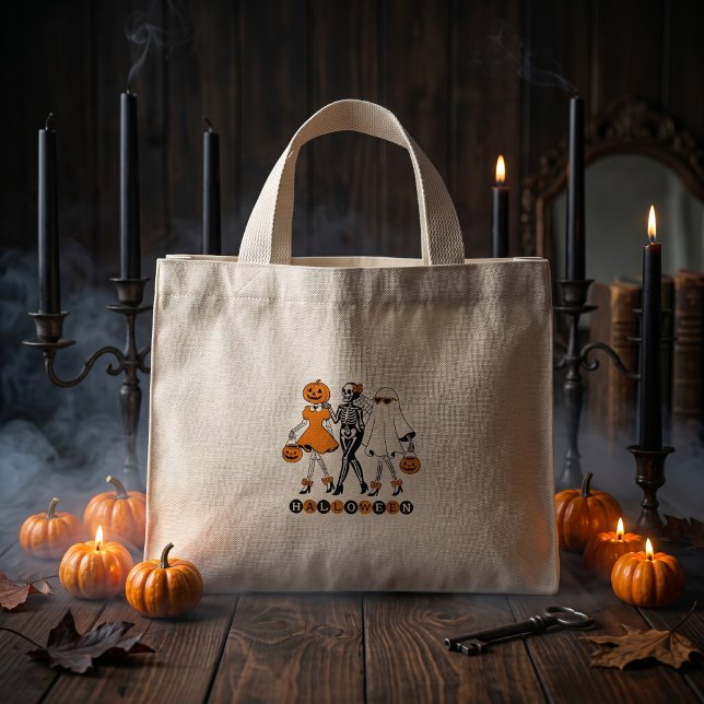 Süße Halloween-Mädchen Skelett Geist Kürbis Mini Stoffbeutel (Von Creator hochgeladen)