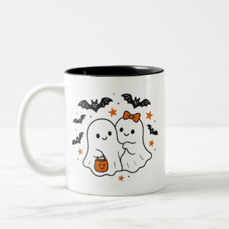 Süße Halloween-Magentasse mit Geist | Spukige Kaff Zweifarbige Tasse