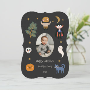 Süße Halloween-Monster Personalisiertes Foto  Feiertagskarte