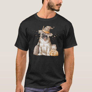 Süße Halloween-Mops-Hexenbesen-Hundemutter-Frauen  T-Shirt