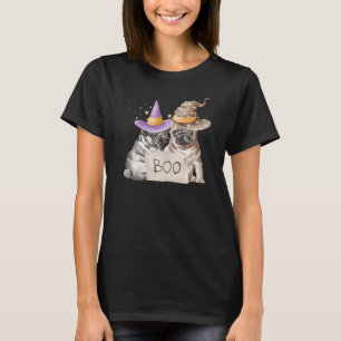 Süße Halloween-Möpse-Hund-Geist Boo Herbst Frauen T-Shirt