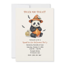 Süße Halloween-Panda-Kürbis-Einladung