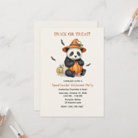 Süße Halloween-Panda-Kürbis-Einladung
