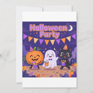 Süße Halloween-Party-Einladung - Kürbis und Geist Einladung