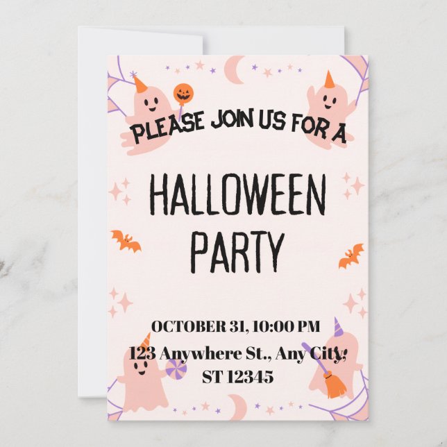 Süße Halloween-Party-Einladung Save The Date (Vorderseite)