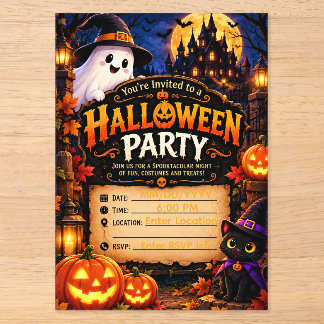 Süße Halloween-Party-Einladungsvorlage | Gruselig Acryleinladungen
