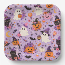 Süße Halloween-Platten aus Papier im Quadratformat