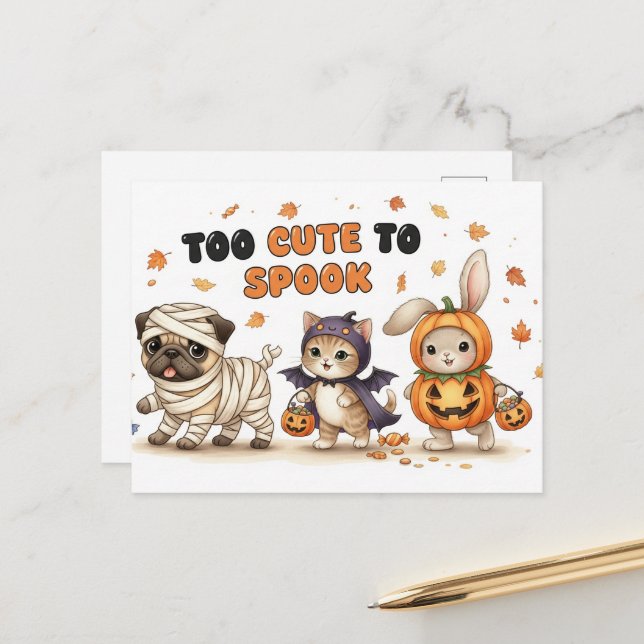 Süße Halloween-Postkarte Postkarte (Vorderseite/Rückseite Beispiel)
