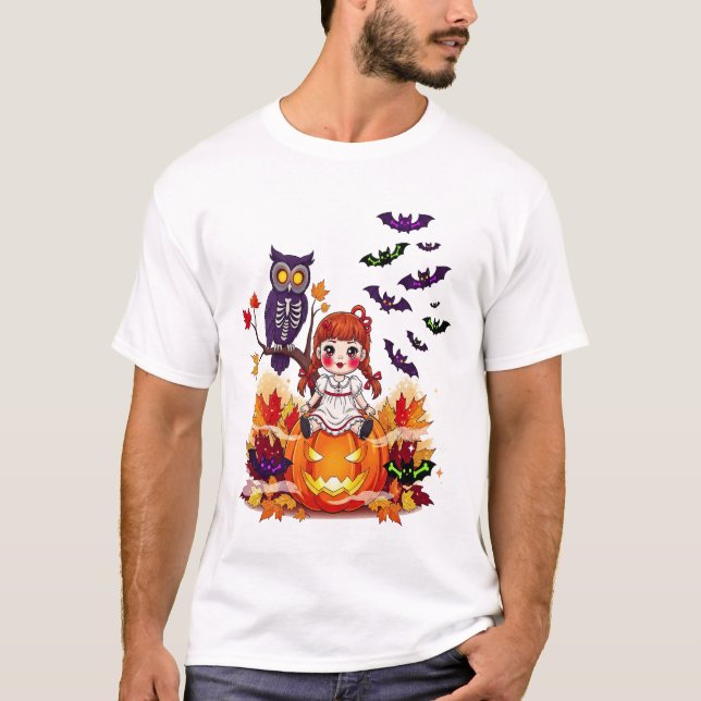 Süße Halloween-Puppen-Eule T-Shirt (Vorderseite)