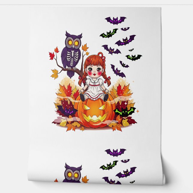 Süße Halloween-Puppen-Eule Tapete (Abrollen)