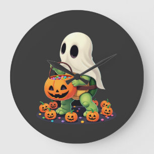 Süße Halloween-Schildkröte Geist mit Süßigkeiten ( Große Wanduhr