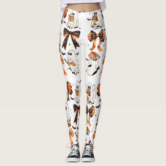 Süße Halloween-Schleifen Geister lesen Leggings