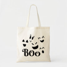 Süße Halloween-Schwarz-Weiß-BOO-Geister-Gesichter