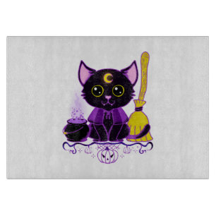 Süße Halloween-Schwarze-Katze-Hexe Schneidebrett