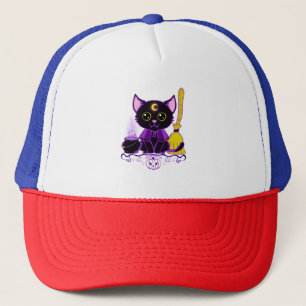Süße Halloween-Schwarze-Katze-Hexe Truckerkappe