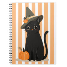 Süße Halloween-Schwarze Katze mit Hexenhut-Kürbis