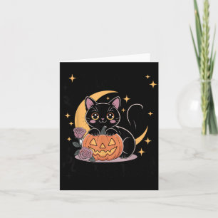 Süße Halloween-Schwarze-Katze-Pastell-Goth-Zauberi Karte