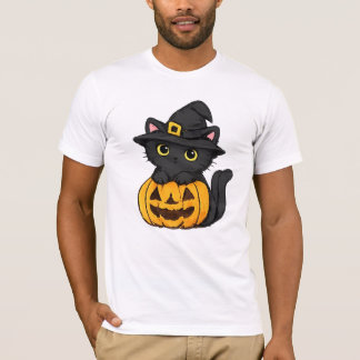Süße Halloween-Schwarze Katze T-Shirt