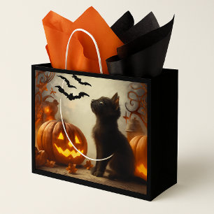 Süße Halloween-Schwarzkatze-Geschenktasche Große Geschenktüte