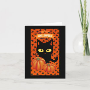 Süße Halloween-Schwarzkatze-Notizkarte für Kinder Karte