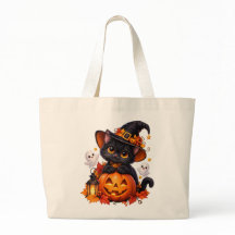 Süße Halloween-Schwarzkatze-Tragetasche